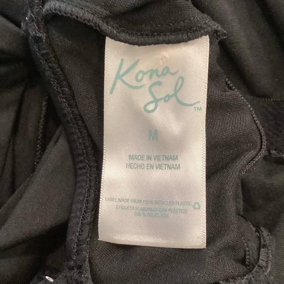 Kona Sol Elegant Tie Front One Piece Black Swimsuit, size Medium 😎 - Picture 3 of 8